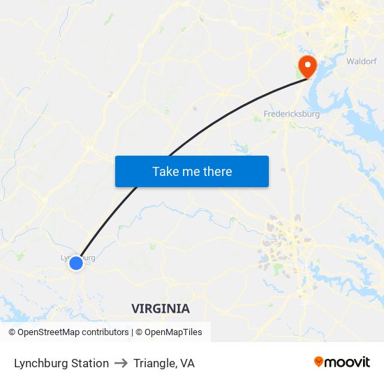 Lynchburg Station to Triangle, VA map