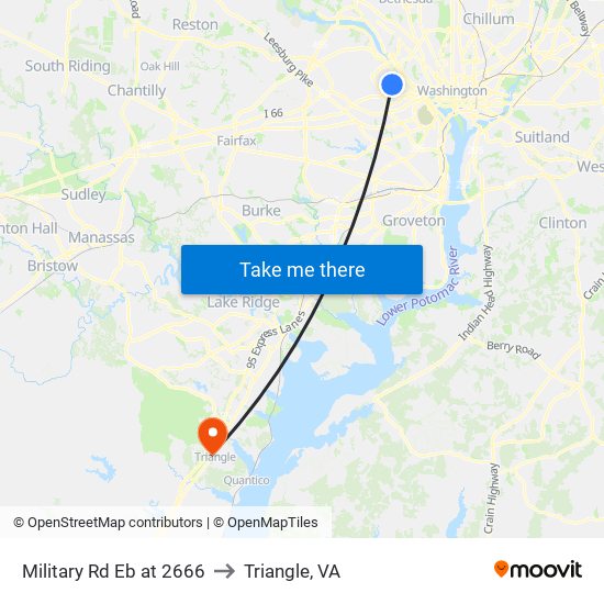 Military Rd Eb at 2666 to Triangle, VA map