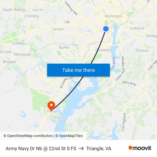 Army Navy Dr Nb @ 22nd St S FS to Triangle, VA map