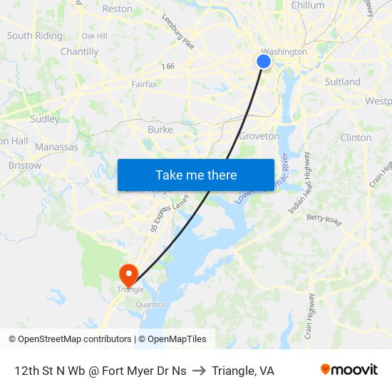 12th St N Wb @ Fort Myer Dr Ns to Triangle, VA map