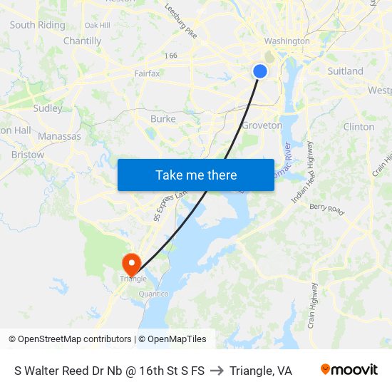 S Walter Reed Dr Nb @ 16th St S FS to Triangle, VA map