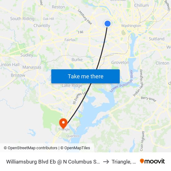 Williamsburg Blvd Eb @ N Columbus St Ns to Triangle, VA map