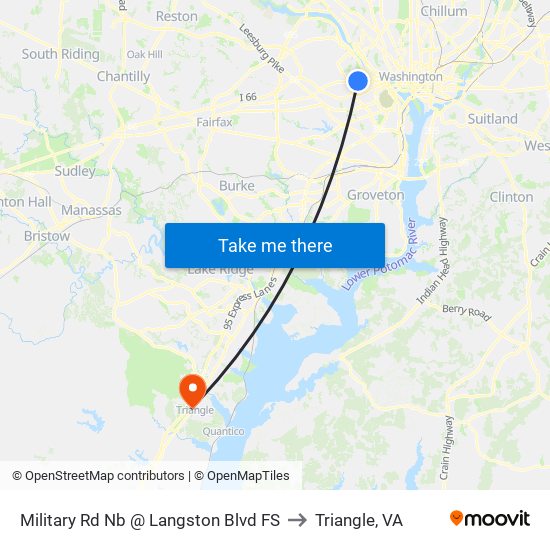 Military Rd Nb @ Langston Blvd FS to Triangle, VA map