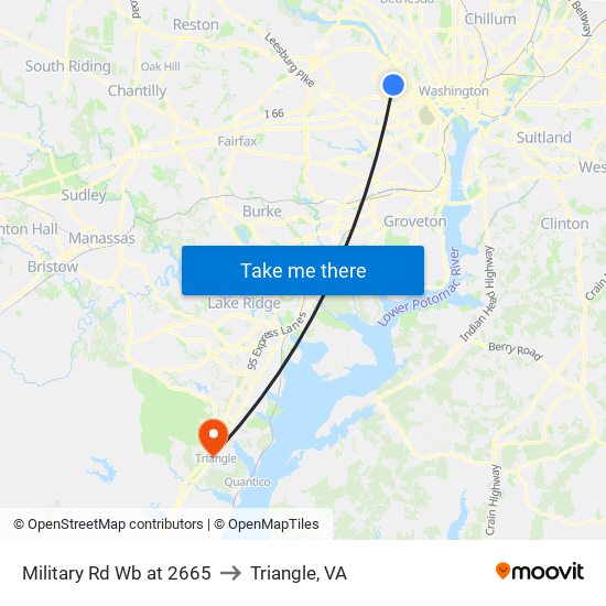 Military Rd Nb at 2665 to Triangle, VA map