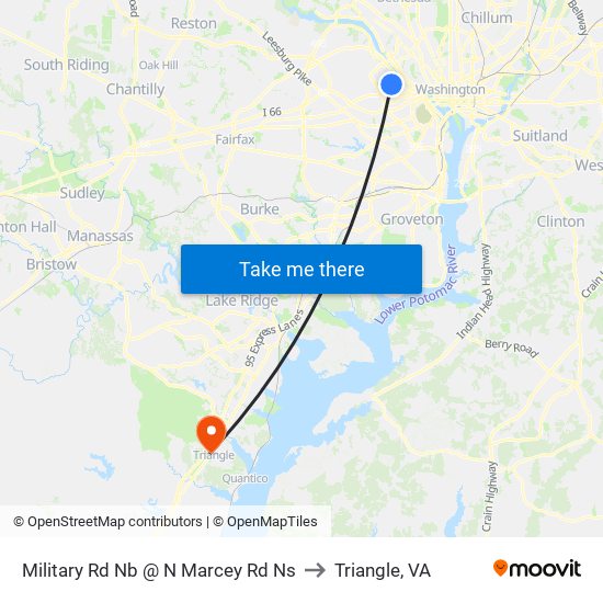 Military Rd Nb @ N Marcey Rd Ns to Triangle, VA map