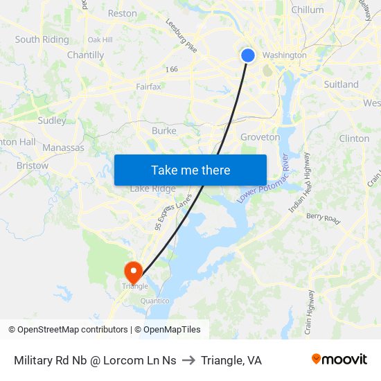 Military Rd Nb @ Lorcom Ln Ns to Triangle, VA map