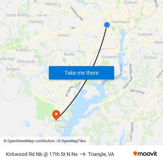 Kirkwood Rd Nb @ 17th St N Ns to Triangle, VA map