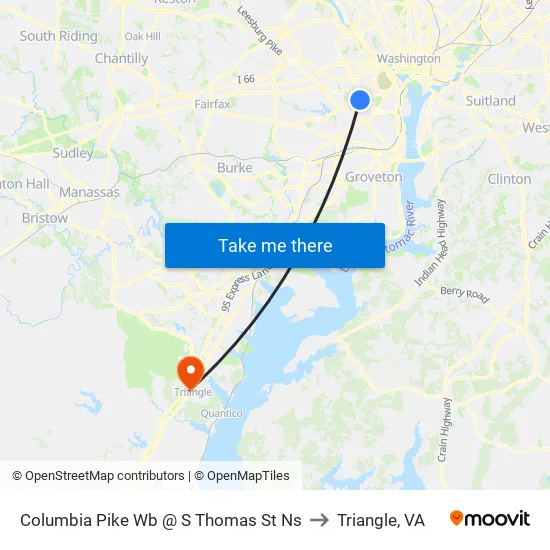 Columbia Pike Wb @ S Thomas St Ns to Triangle, VA map