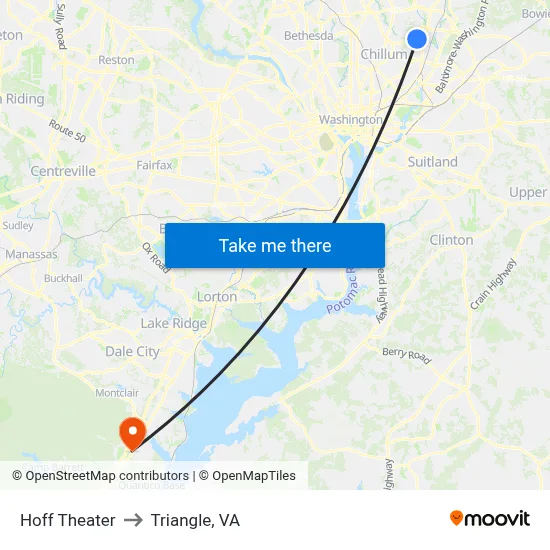 Hoff Theater to Triangle, VA map
