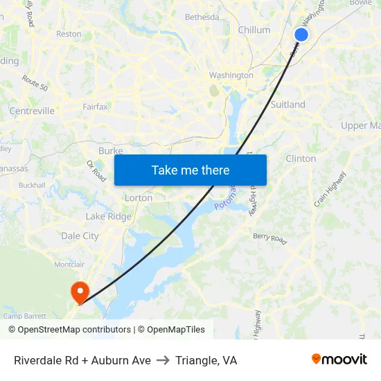 Riverdale Rd + Auburn Ave to Triangle, VA map