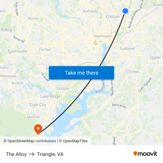 The Alloy to Triangle, VA map