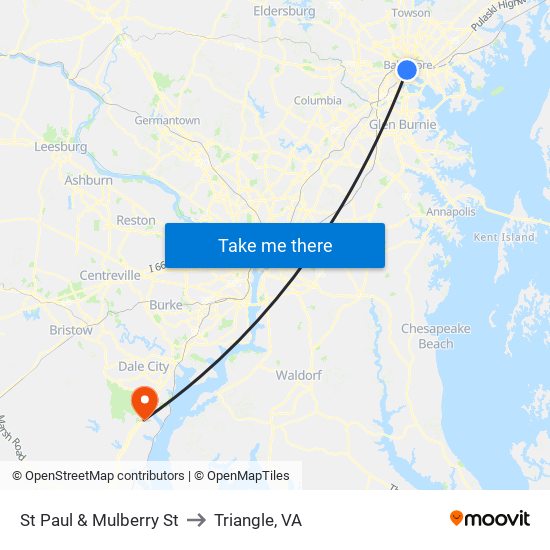 St Paul & Mulberry St to Triangle, VA map