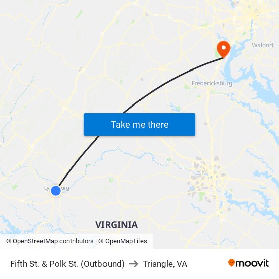 Fifth St. & Polk St. (Outbound) to Triangle, VA map