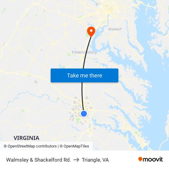 Walmsley & Shackelford Rd. to Triangle, VA map