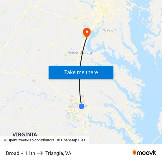 Broad + 11th to Triangle, VA map