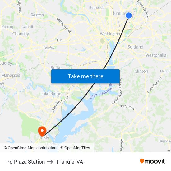 Pg Plaza Station to Triangle, VA map