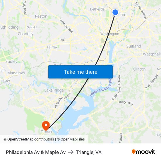 Philadelphia Av & Maple Av to Triangle, VA map