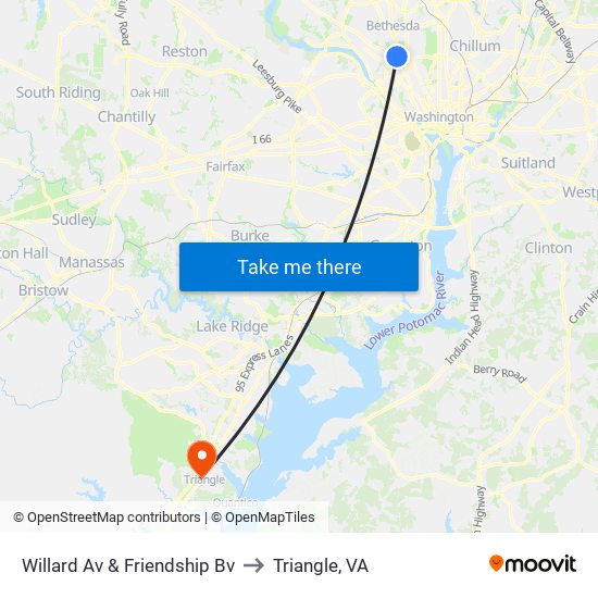 Willard Av & Friendship Bv to Triangle, VA map