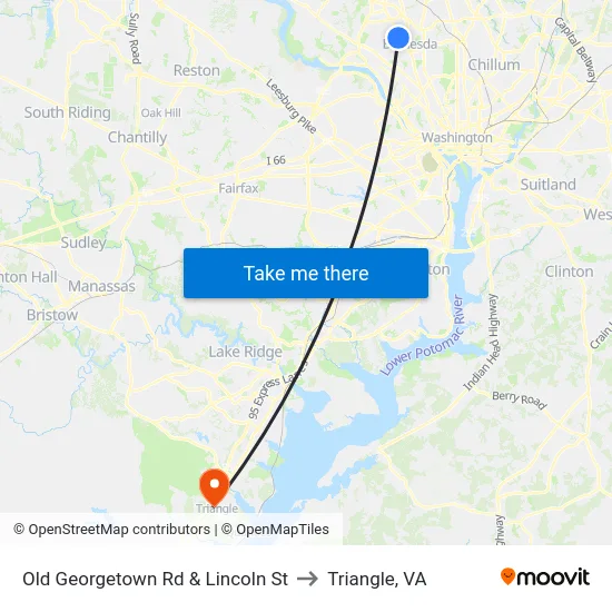 Old Georgetown Rd & Lincoln St to Triangle, VA map
