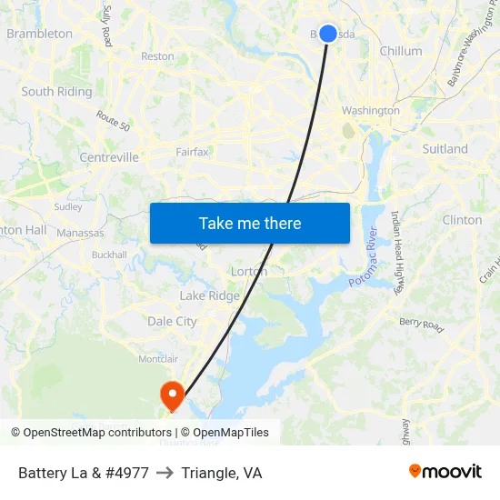 Battery La & #4977 to Triangle, VA map