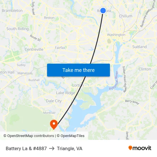 Battery La & #4887 to Triangle, VA map