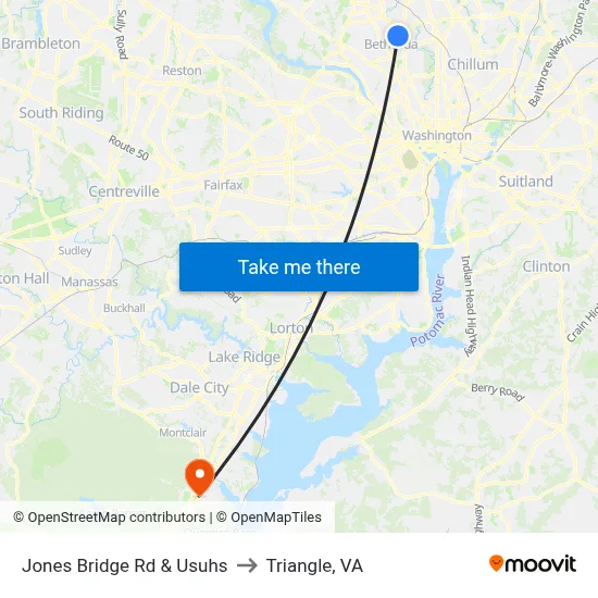 Jones Bridge Rd & Usuhs to Triangle, VA map