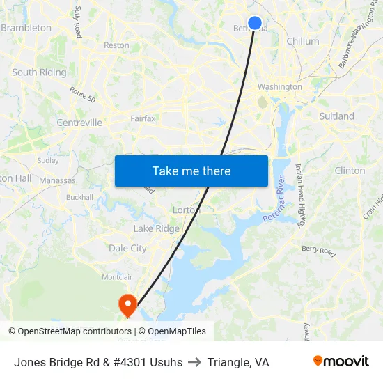 Jones Bridge Rd & #4301 Usuhs to Triangle, VA map