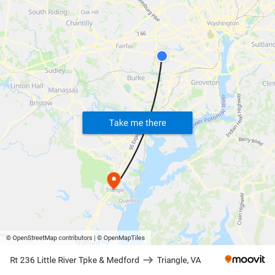 Rt 236 Little River Tpke & Medford to Triangle, VA map