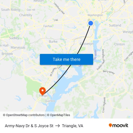 Army-Navy Dr & S Joyce St to Triangle, VA map