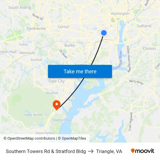Southern Towers Rd & Stratford Bldg to Triangle, VA map