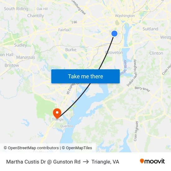 Martha Custis Dr @ Gunston Rd to Triangle, VA map
