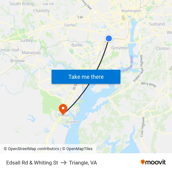 Edsall Rd & Whiting St to Triangle, VA map
