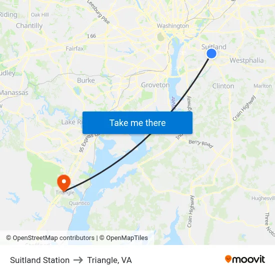 Suitland Station to Triangle, VA map