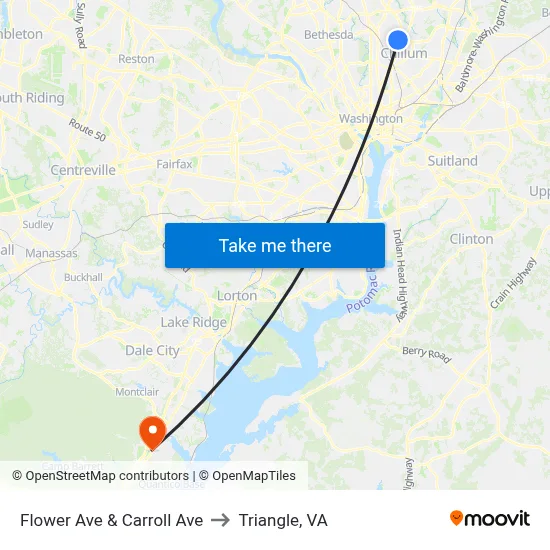 Flower Ave & Carroll Ave to Triangle, VA map