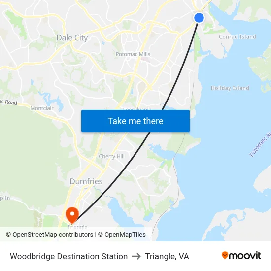 Woodbridge Destination Station to Triangle, VA map