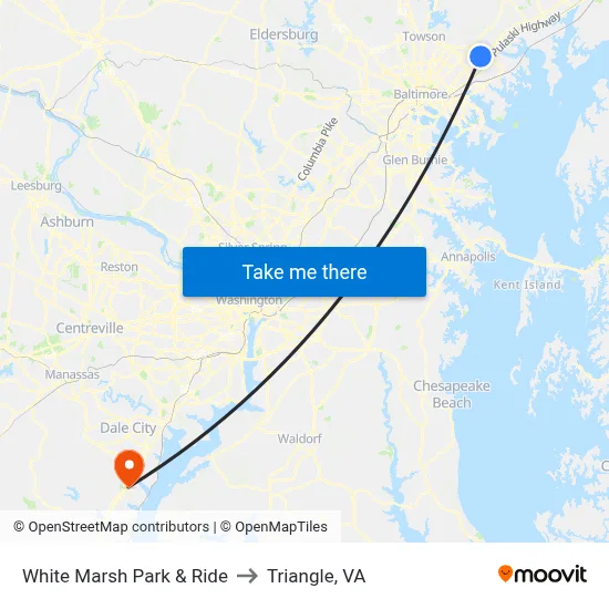 White Marsh Park & Ride to Triangle, VA map