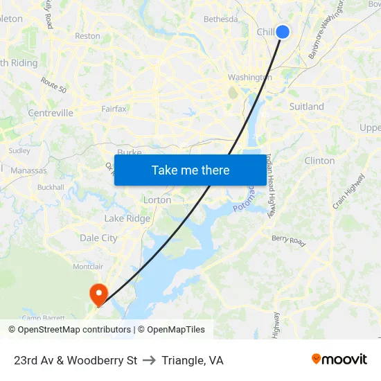 23rd Av & Woodberry St to Triangle, VA map
