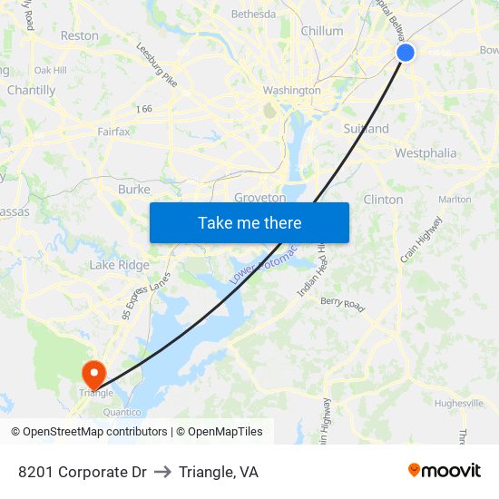 8201 Corporate Dr to Triangle, VA map