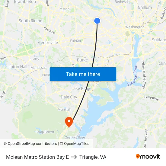 Mclean Metro Station Bay E to Triangle, VA map