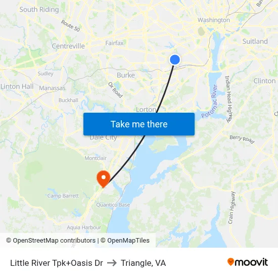 Little River Tpk+Oasis Dr to Triangle, VA map