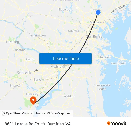8601 Lasalle Rd Eb to Dumfries, VA map