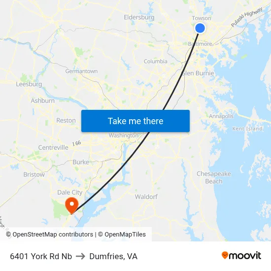 6401 York Rd Nb to Dumfries, VA map