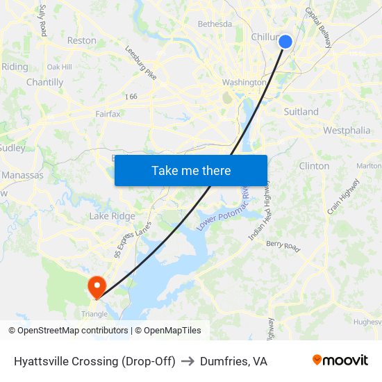 Hyattsville Crossing (Drop-Off) to Dumfries, VA map