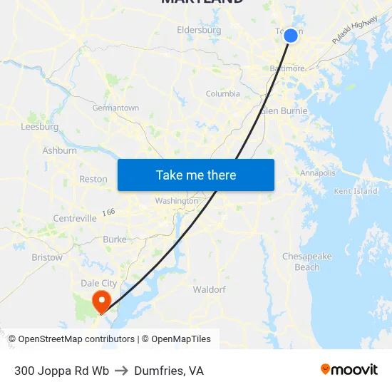 300 Joppa Rd Wb to Dumfries, VA map