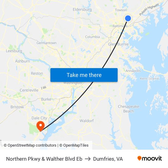 Northern Pkwy & Walther Blvd Eb to Dumfries, VA map