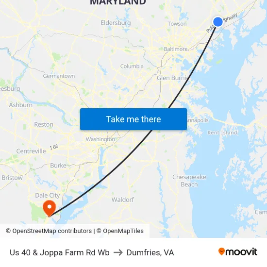 Us 40 & Joppa Farm Rd Wb to Dumfries, VA map