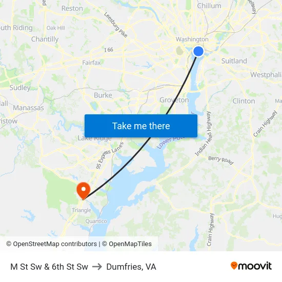 M St Sw & 6th St Sw to Dumfries, VA map