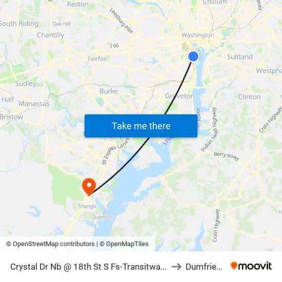 Crystal Dr Nb @ 18th St S Fs-Transitway Station E to Dumfries, VA map