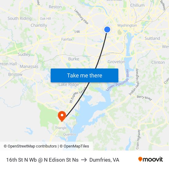 16th St N Wb @ N Edison St Ns to Dumfries, VA map