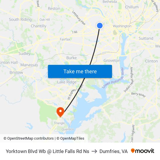 Yorktown Blvd Wb @ Little Falls Rd Ns to Dumfries, VA map